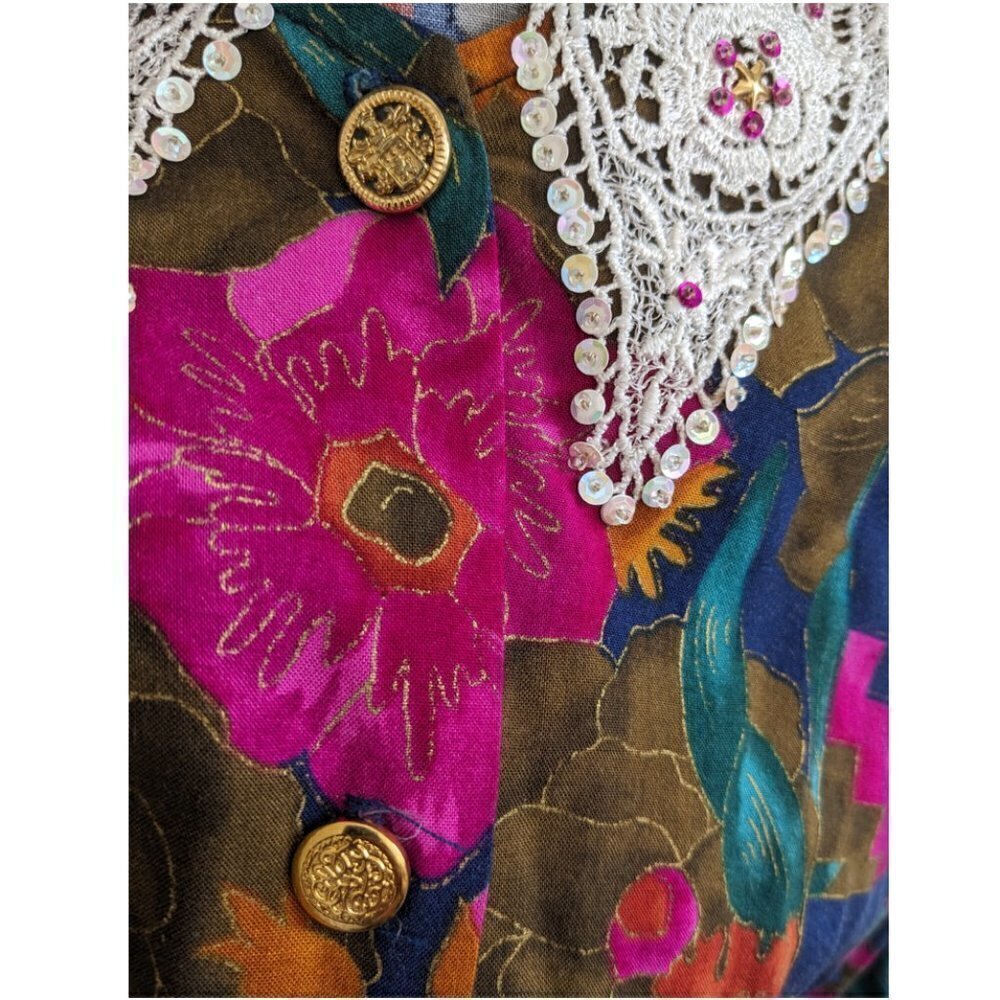 Vintage Faux Lace Bib Blouse - Picture 3 of 8